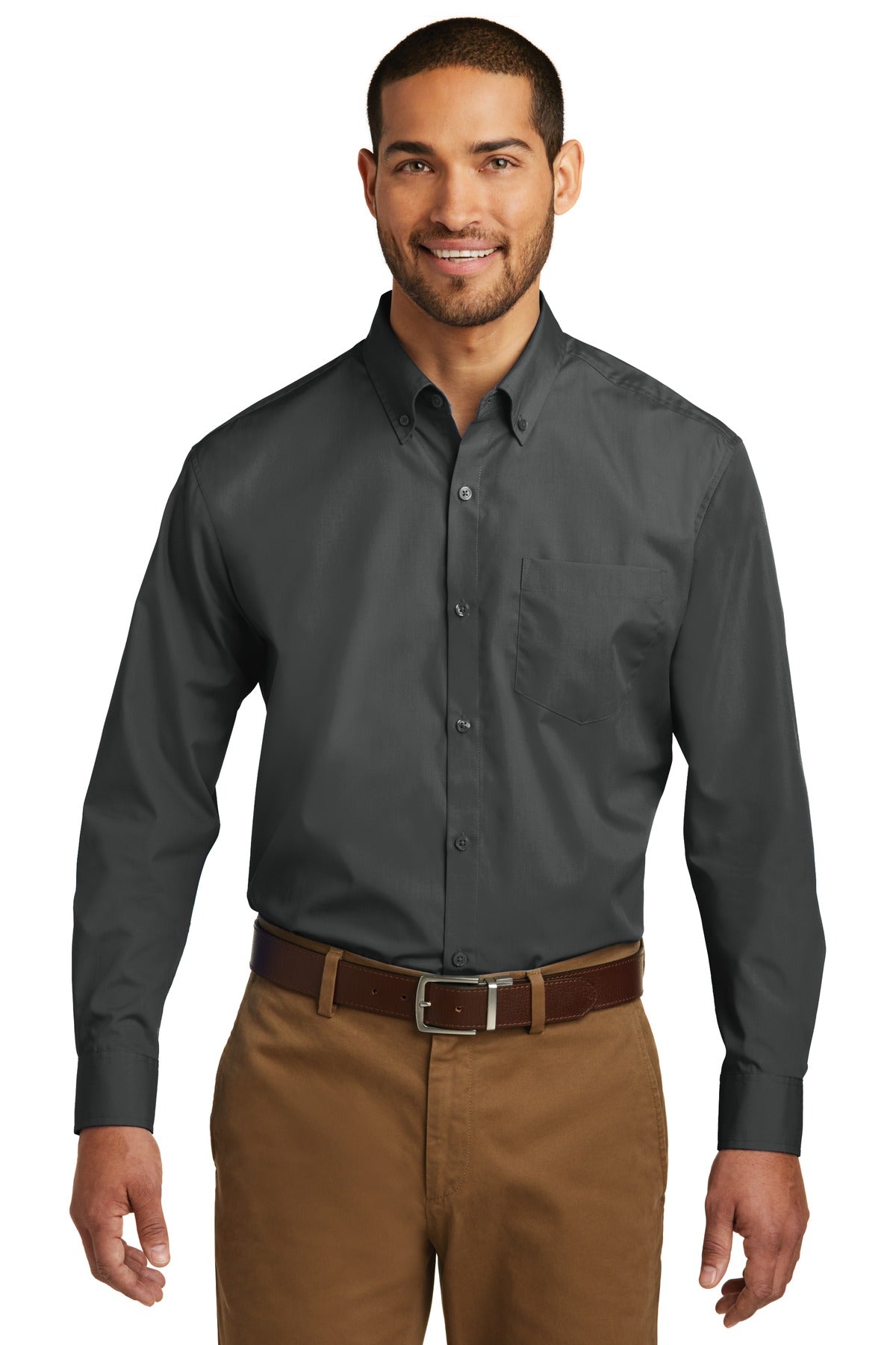 Port Authority Long Sleeve Carefree Poplin Shirt. W100 - EMBROIDERED