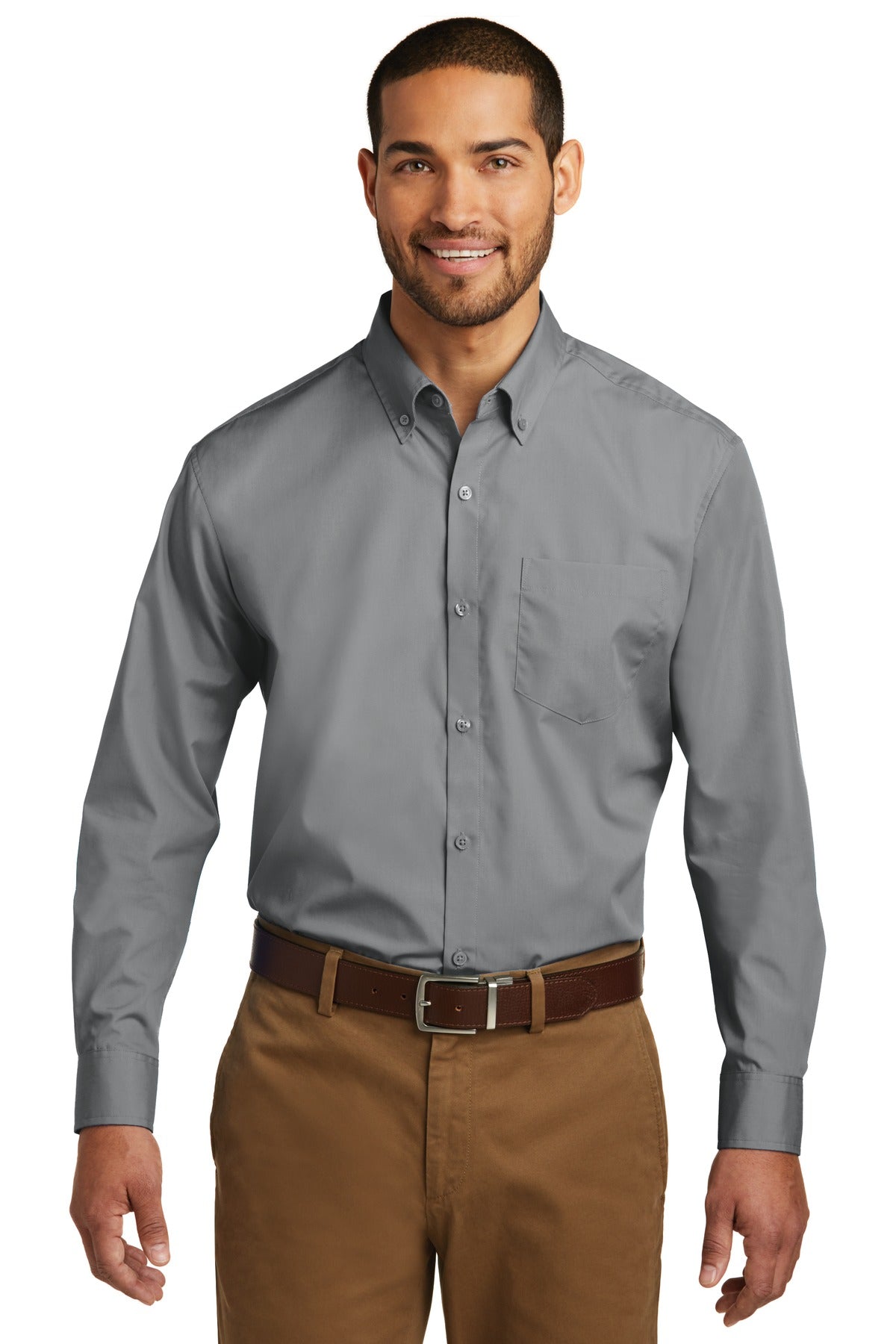 Port Authority Long Sleeve Carefree Poplin Shirt. W100 - EMBROIDERED