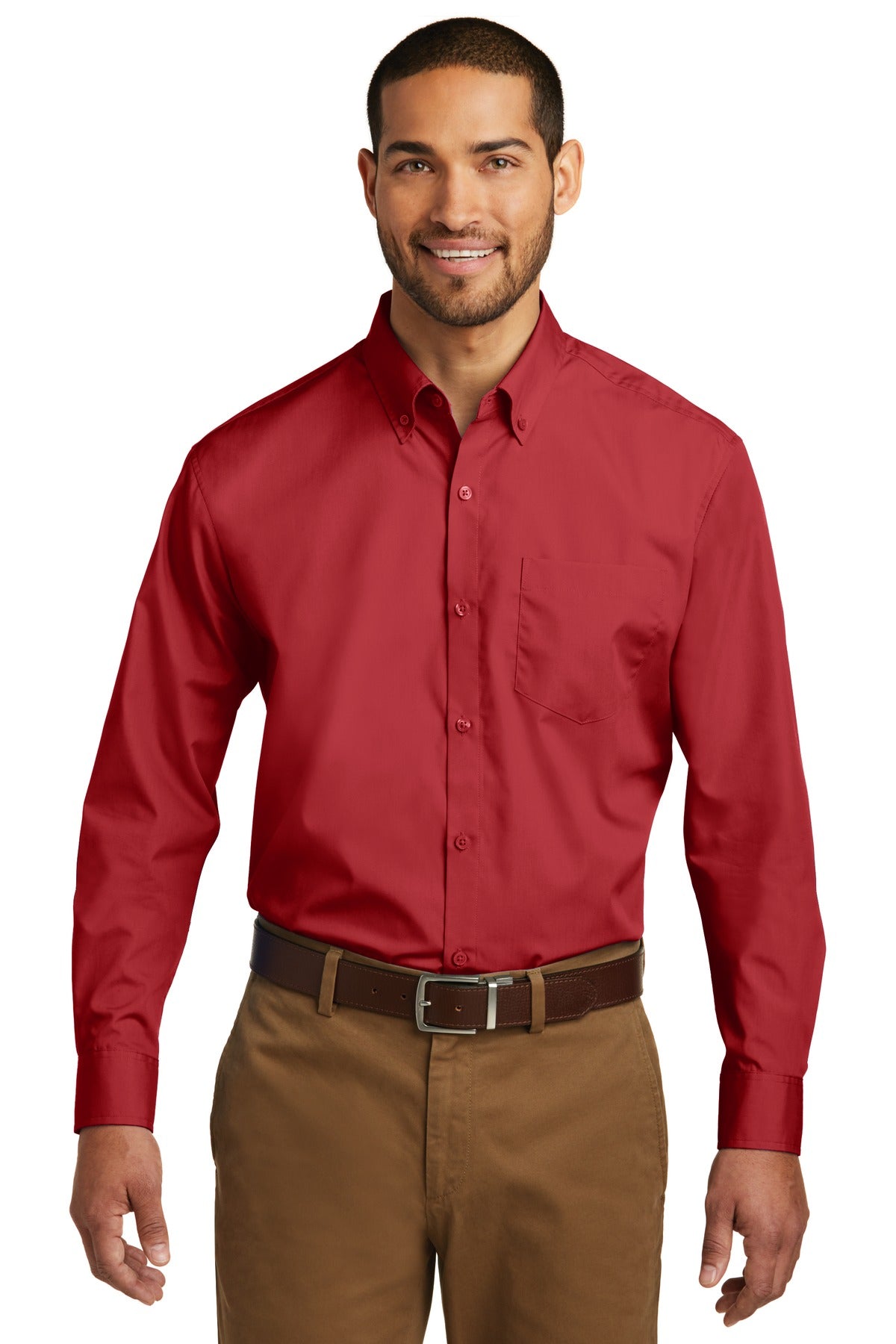 Port Authority Long Sleeve Carefree Poplin Shirt. W100 - EMBROIDERED