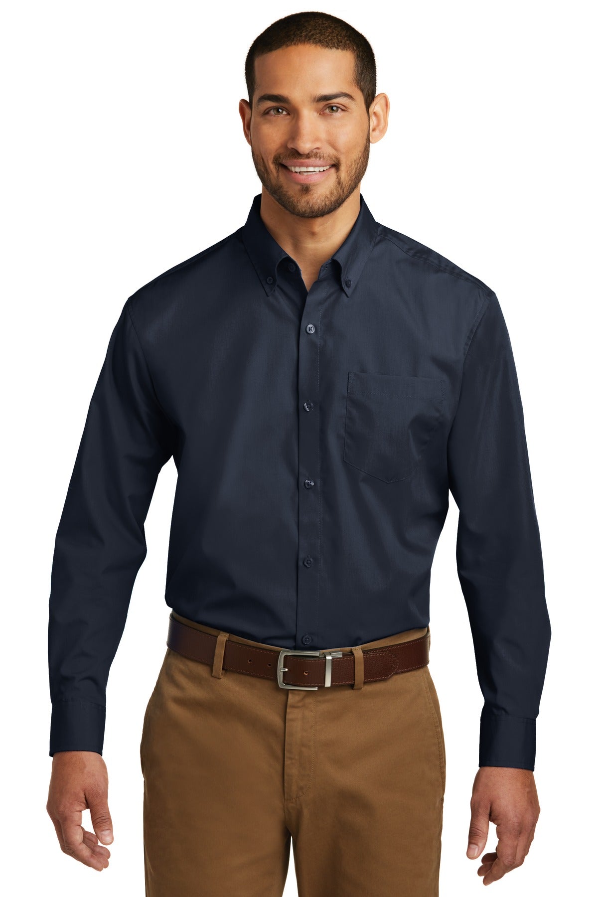 Port Authority Long Sleeve Carefree Poplin Shirt. W100 - EMBROIDERED