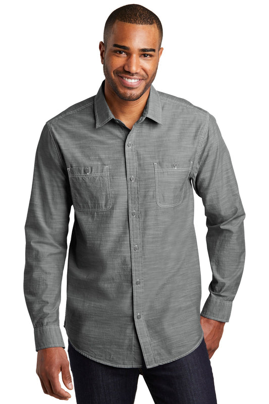 Port Authority Slub Chambray Shirt. W380 - EMBROIDERED