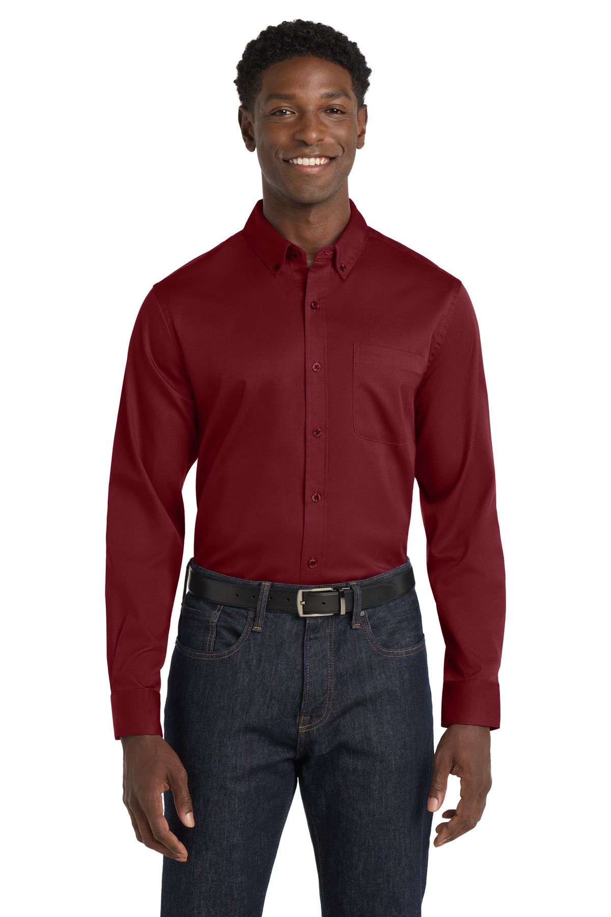 Port Authority Long Sleeve SuperPro React‚ Twill Shirt. W808 - EMBROIDERED