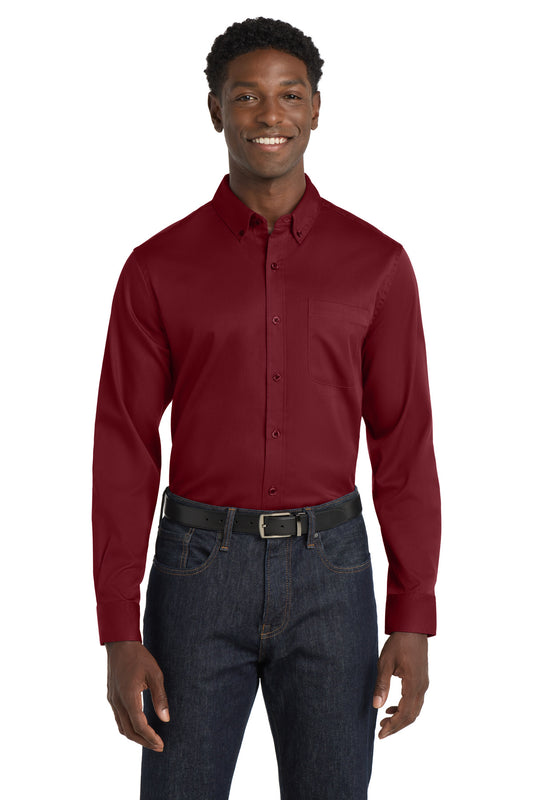 Port Authority Long Sleeve SuperPro React‚ Twill Shirt. W808 - EMBROIDERED