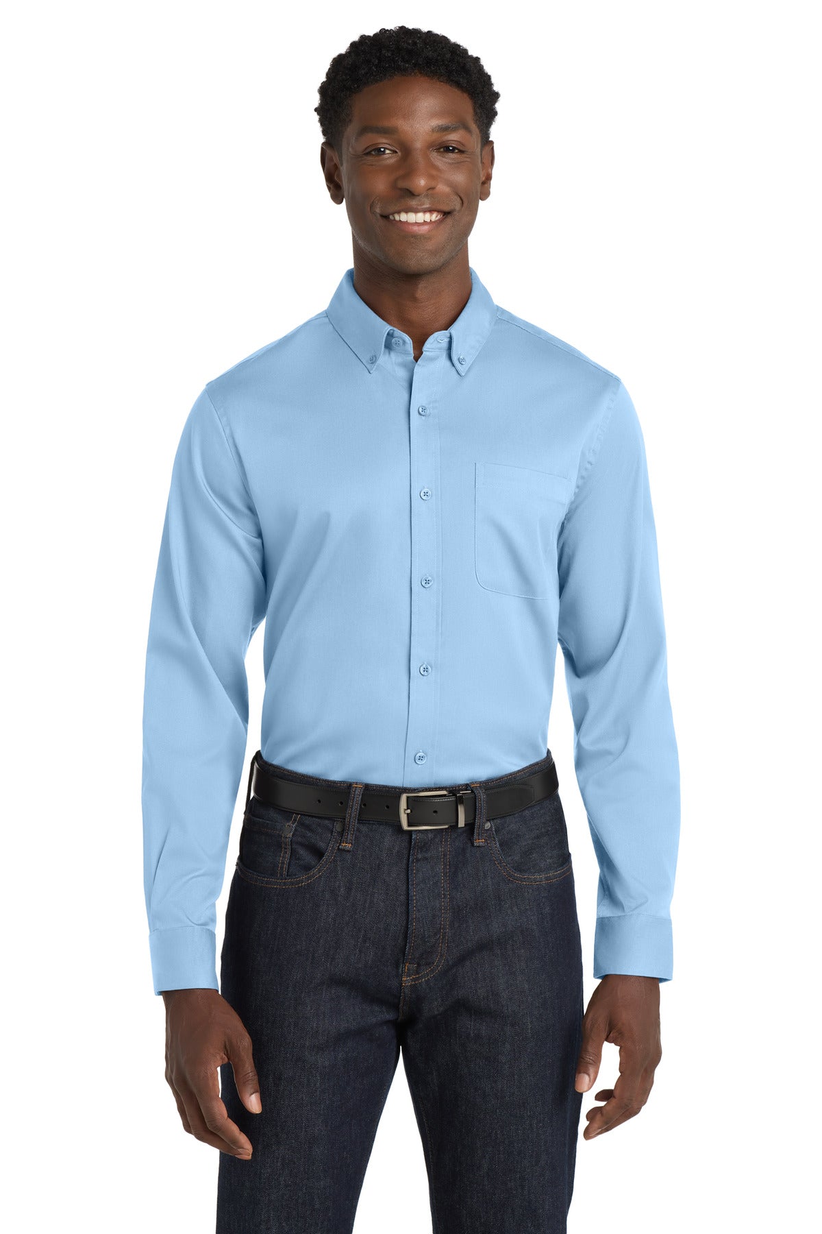 Port Authority Long Sleeve SuperPro React‚ Twill Shirt. W808 - EMBROIDERED