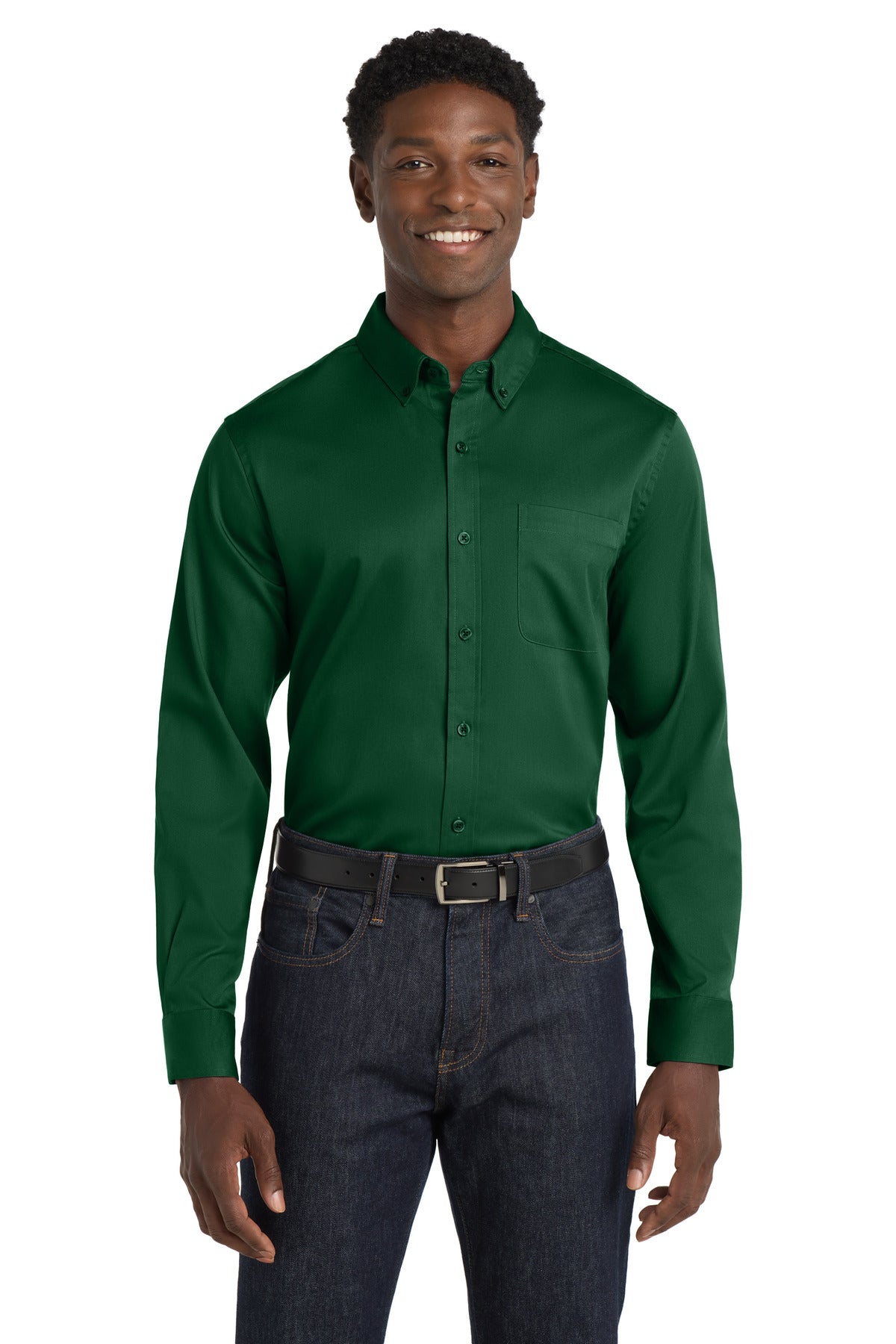 Port Authority Long Sleeve SuperPro React Twill Shirt. W808 - EMBROIDERED