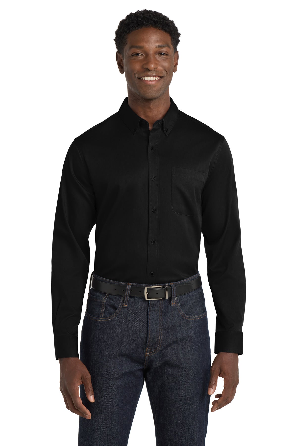 Port Authority Long Sleeve SuperPro React‚ Twill Shirt. W808 - EMBROIDERED