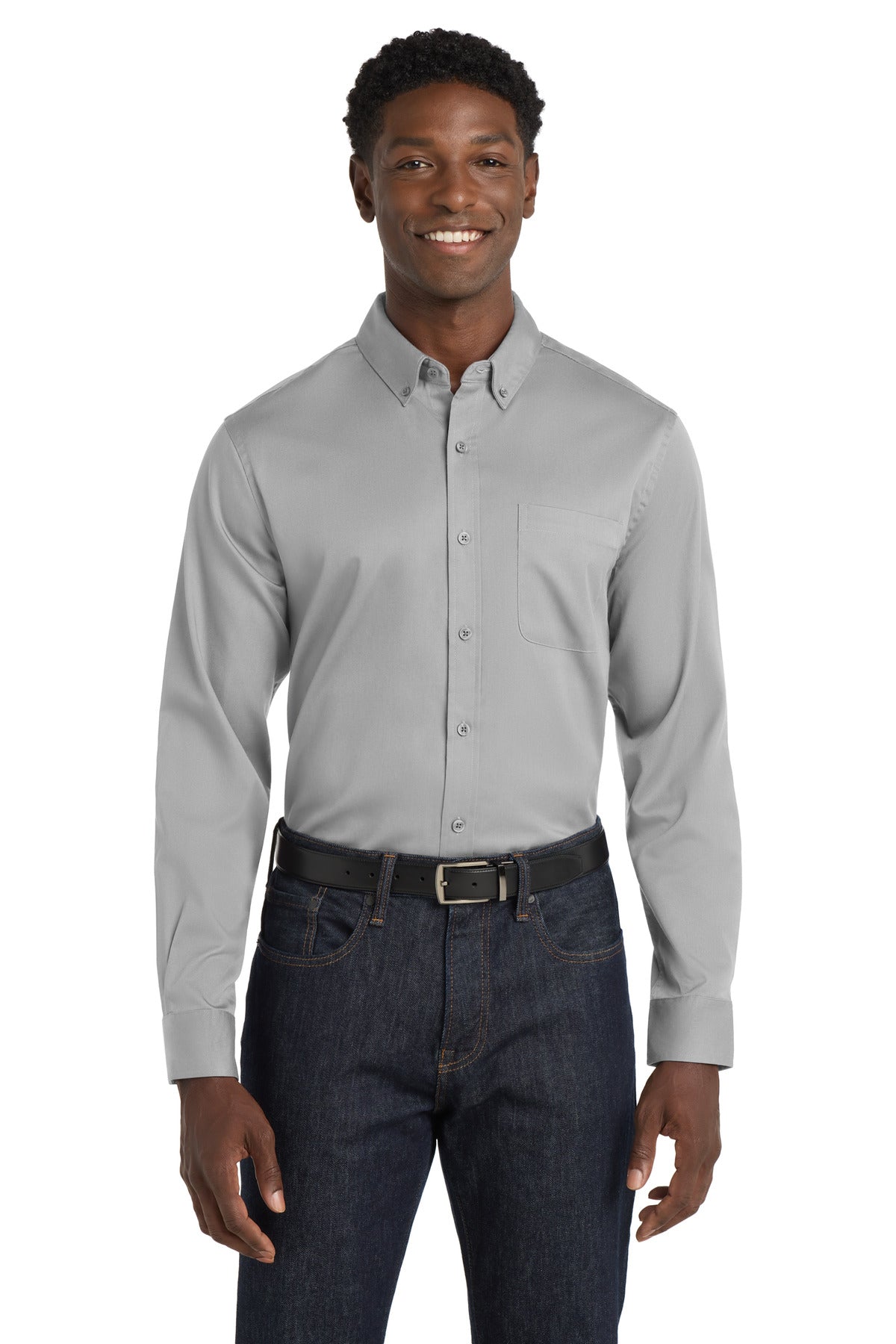 Port Authority Long Sleeve SuperPro React‚ Twill Shirt. W808 - EMBROIDERED