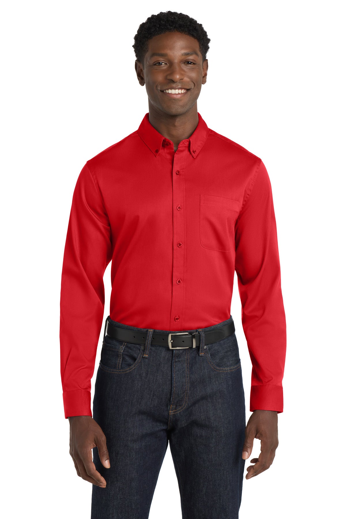 Port Authority Long Sleeve SuperPro React‚ Twill Shirt. W808 - EMBROIDERED