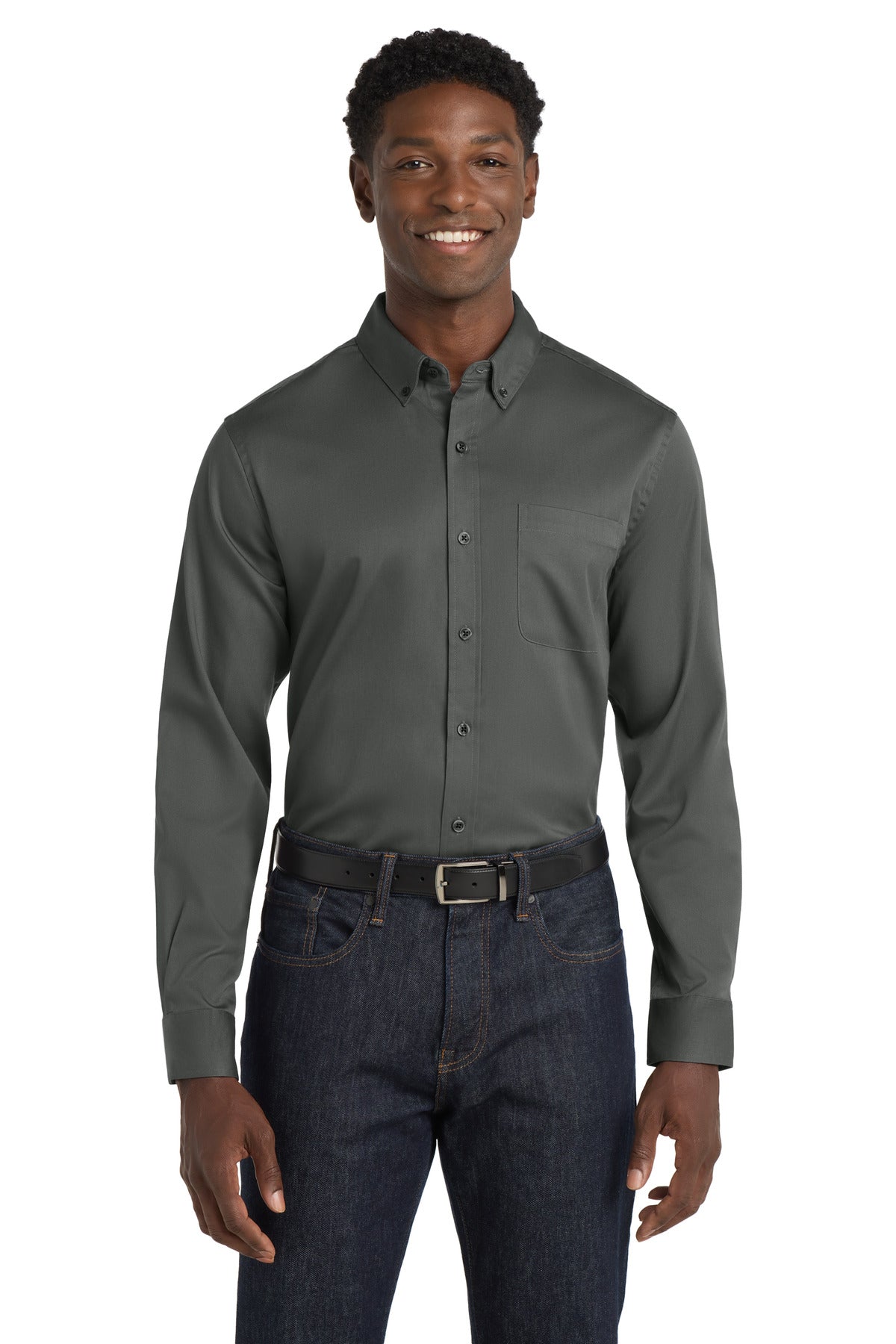 Port Authority Long Sleeve SuperPro React Twill Shirt. W808 - EMBROIDERED