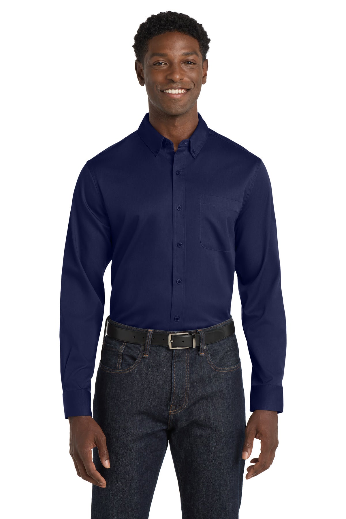 Port Authority Long Sleeve SuperPro React‚ Twill Shirt. W808 - EMBROIDERED