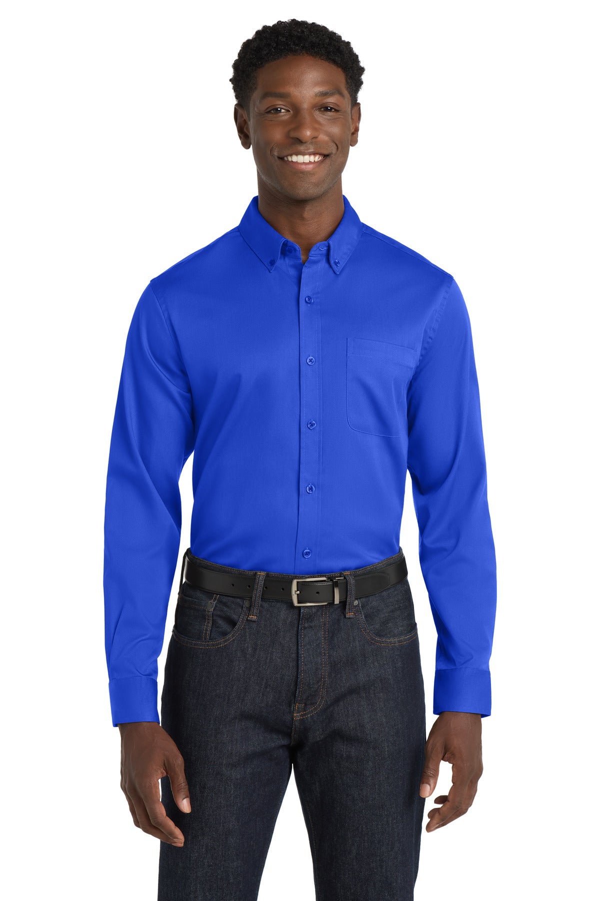 Port Authority Long Sleeve SuperPro React Twill Shirt. W808 - EMBROIDERED