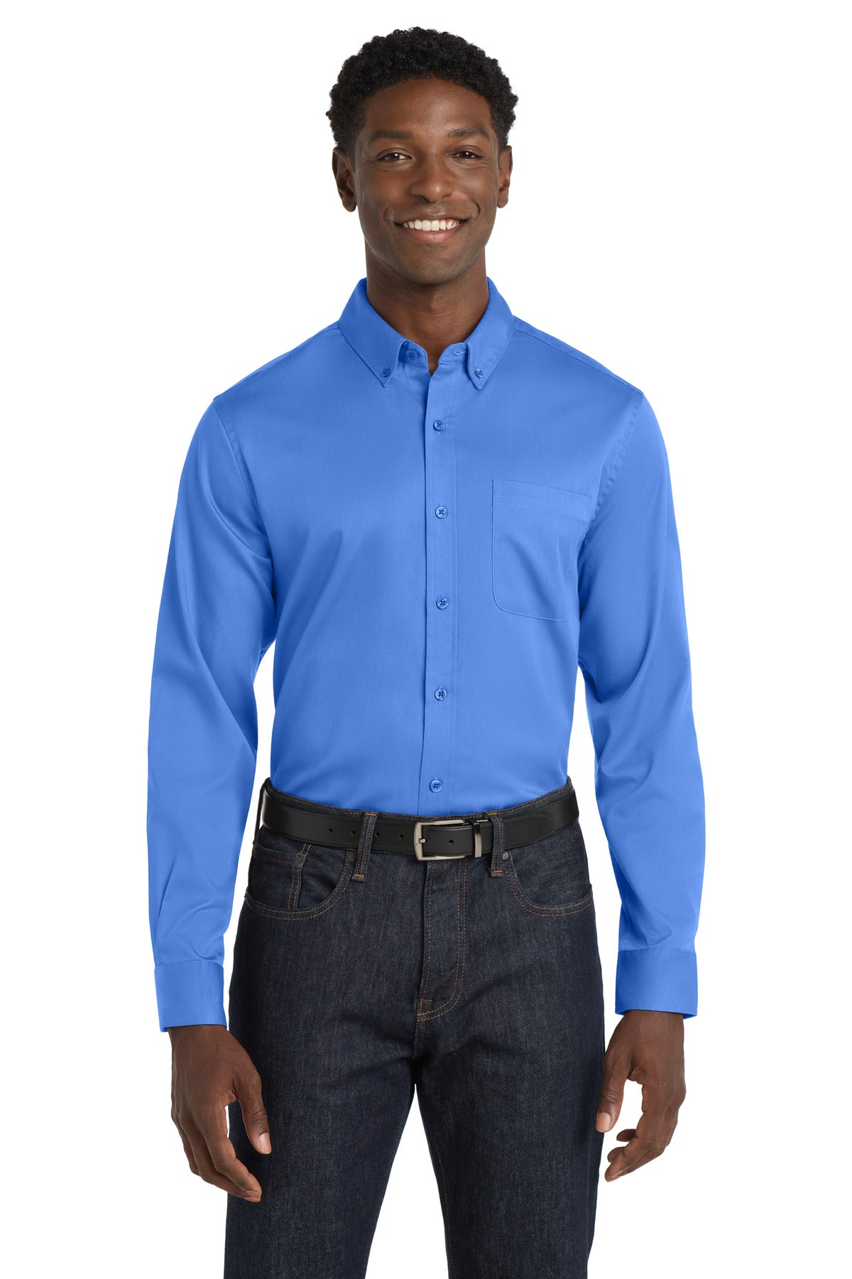 Port Authority Long Sleeve SuperPro React‚ Twill Shirt. W808 - EMBROIDERED