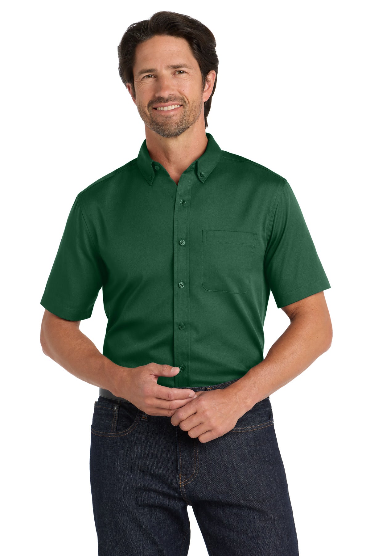 Port Authority Short Sleeve SuperPro React‚ Twill Shirt. W809 - EMBROIDERED