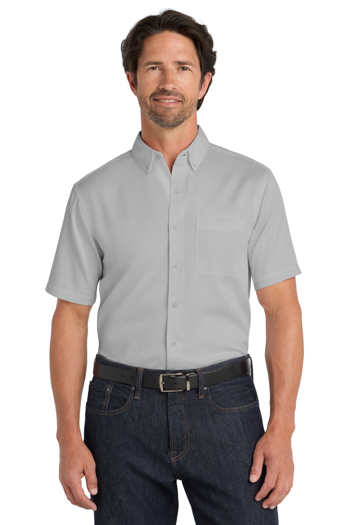 Port Authority Short Sleeve SuperPro React‚ Twill Shirt. W809 - EMBROIDERED