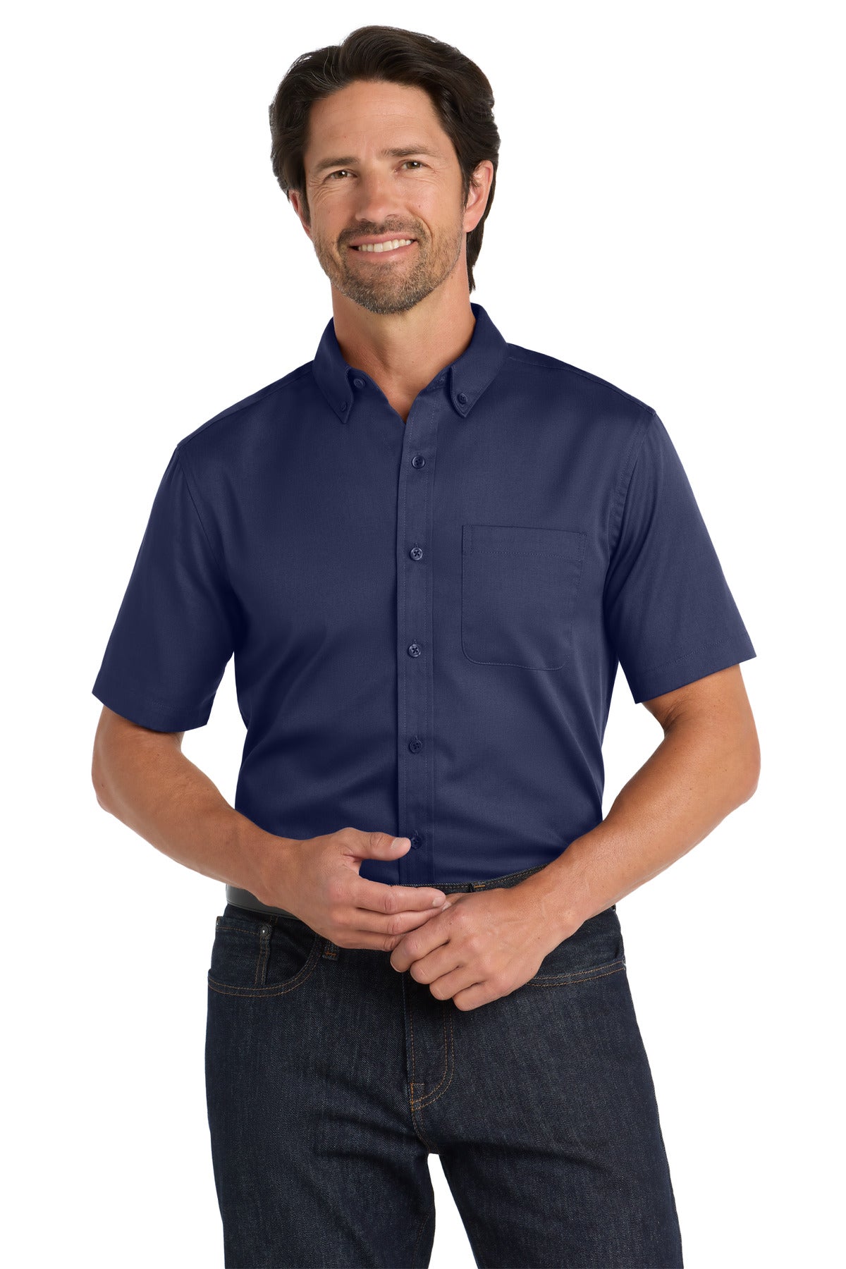 Port Authority Short Sleeve SuperPro React‚ Twill Shirt. W809 - EMBROIDERED