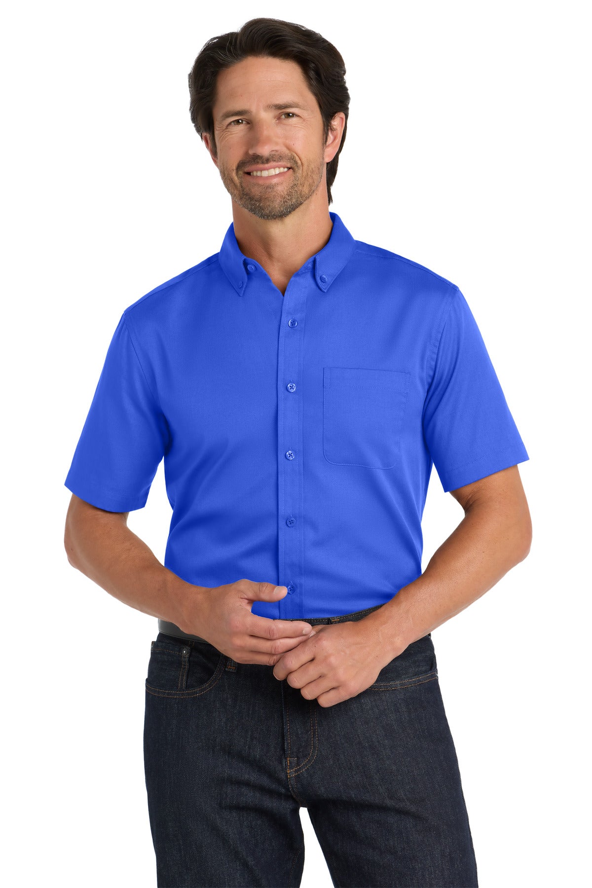 Port Authority Short Sleeve SuperPro React‚ Twill Shirt. W809 - EMBROIDERED