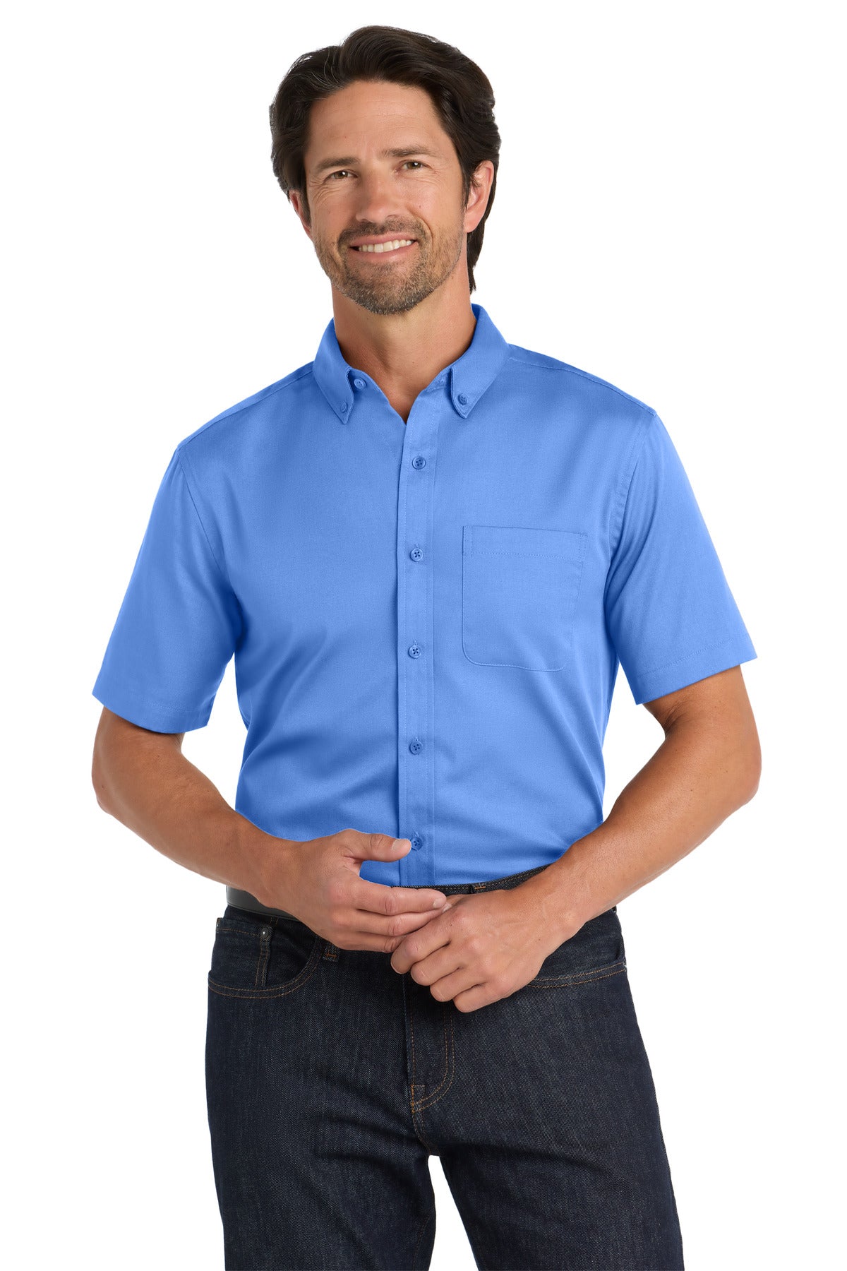 Port Authority Short Sleeve SuperPro React‚ Twill Shirt. W809 - EMBROIDERED