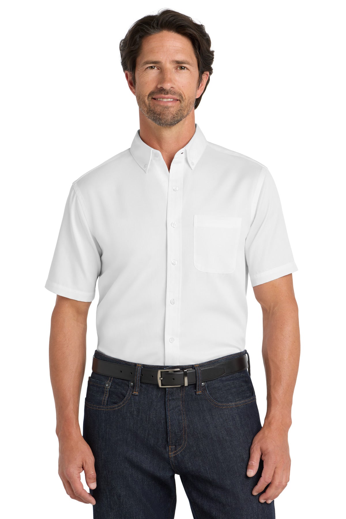 Port Authority Short Sleeve SuperPro React‚ Twill Shirt. W809 - EMBROIDERED