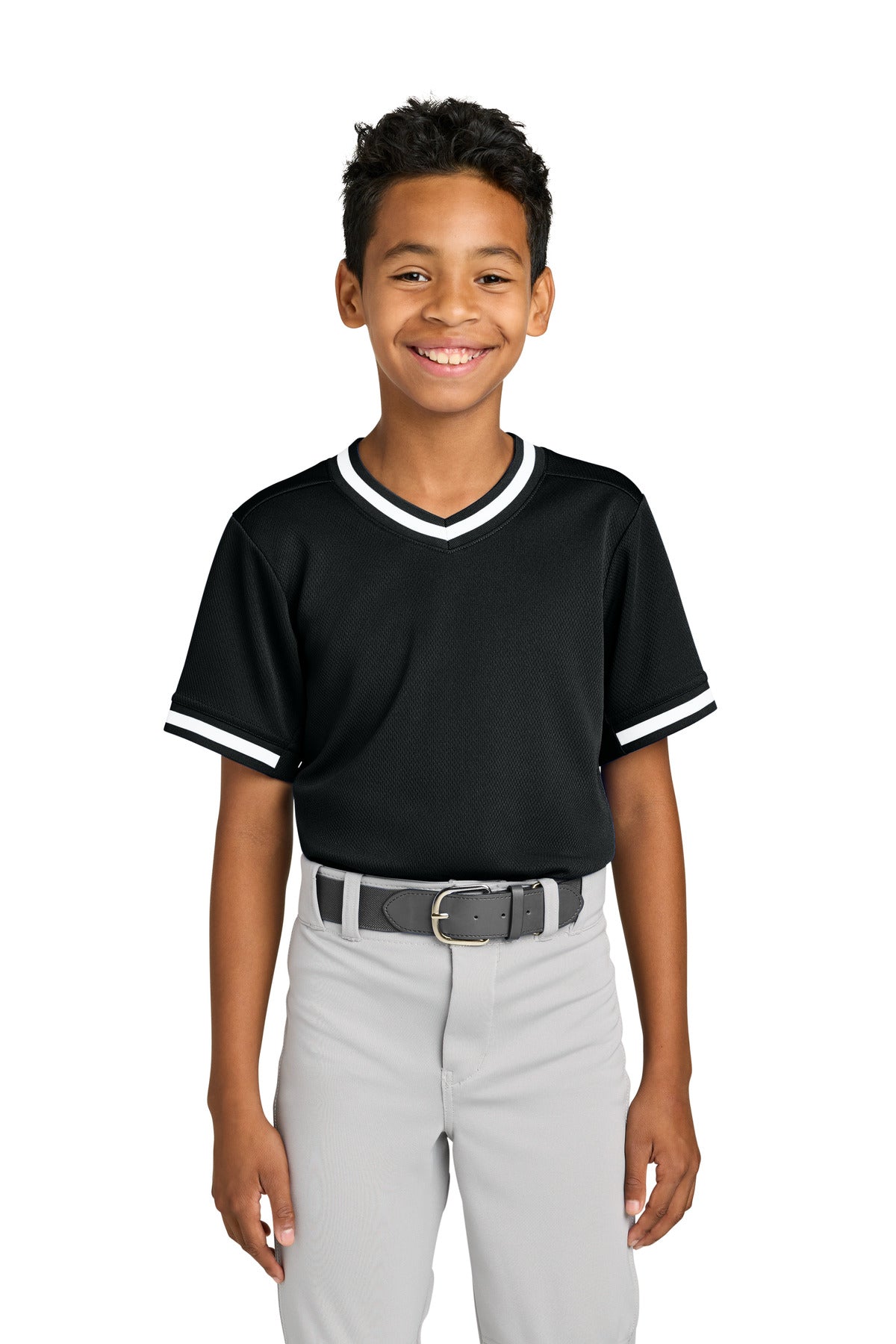 Sport-Tek Youth Tough Mesh V-Neck Baseball Jersey YST221 - EMBROIDERED