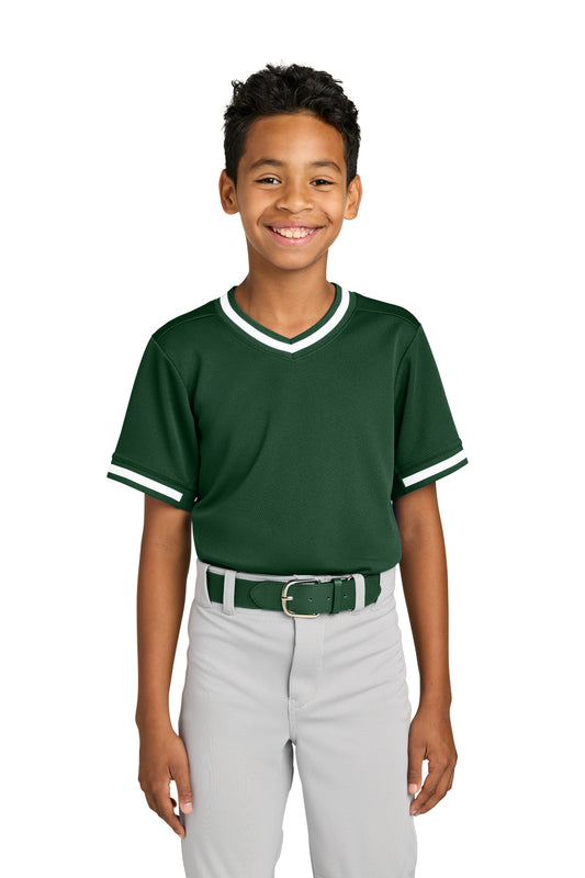 Sport-Tek Youth Tough Mesh V-Neck Baseball Jersey YST221 - EMBROIDERED