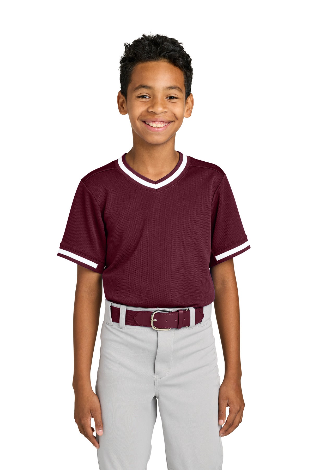 Sport-Tek Youth Tough Mesh V-Neck Baseball Jersey YST221 - EMBROIDERED