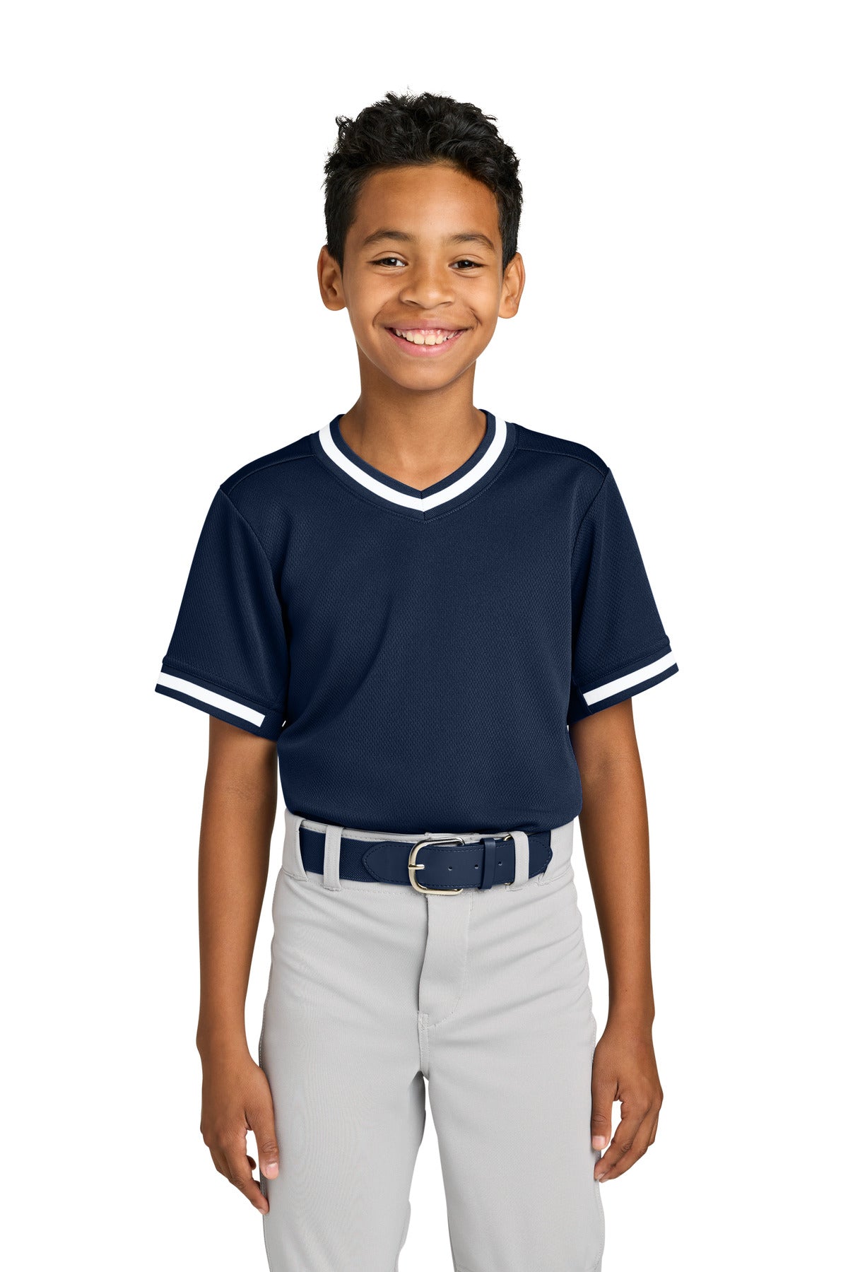 Sport-Tek Youth Tough Mesh V-Neck Baseball Jersey YST221 - EMBROIDERED