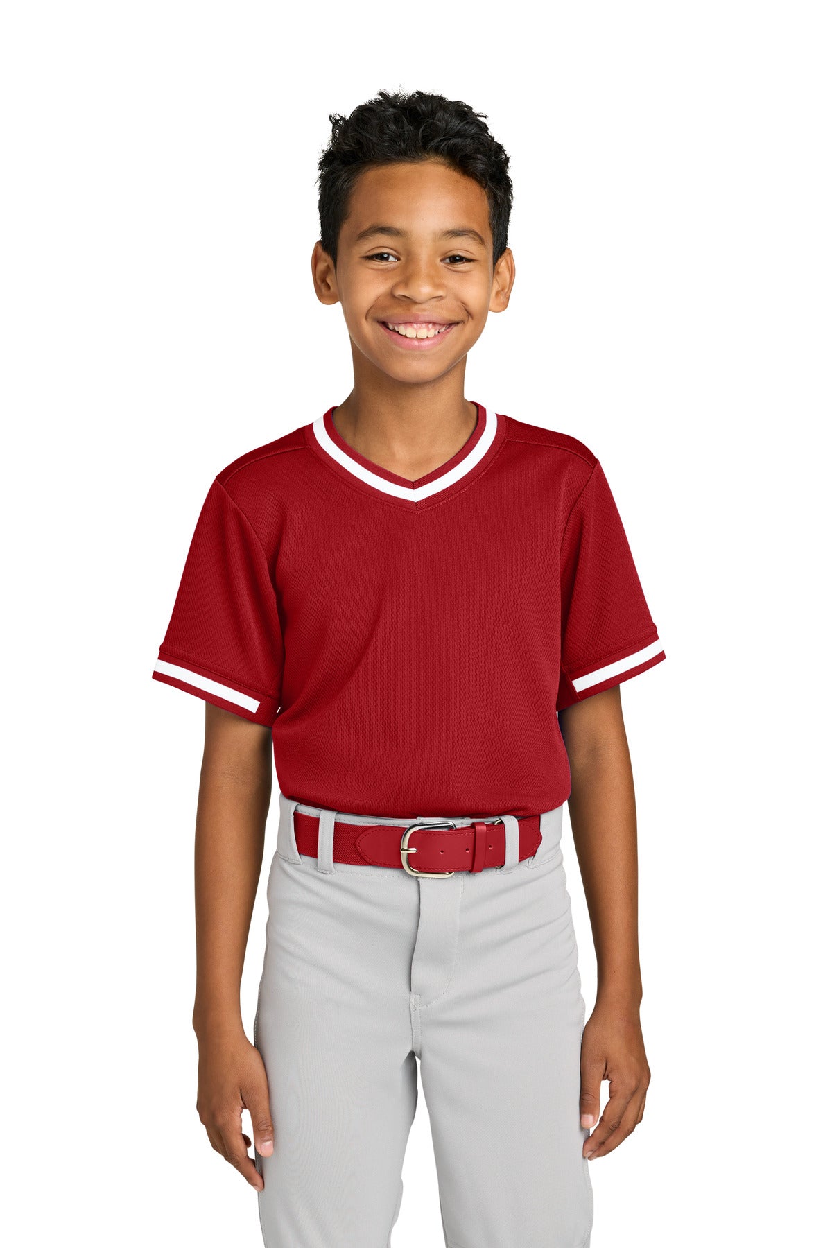 Sport-Tek Youth Tough Mesh V-Neck Baseball Jersey YST221 - EMBROIDERED