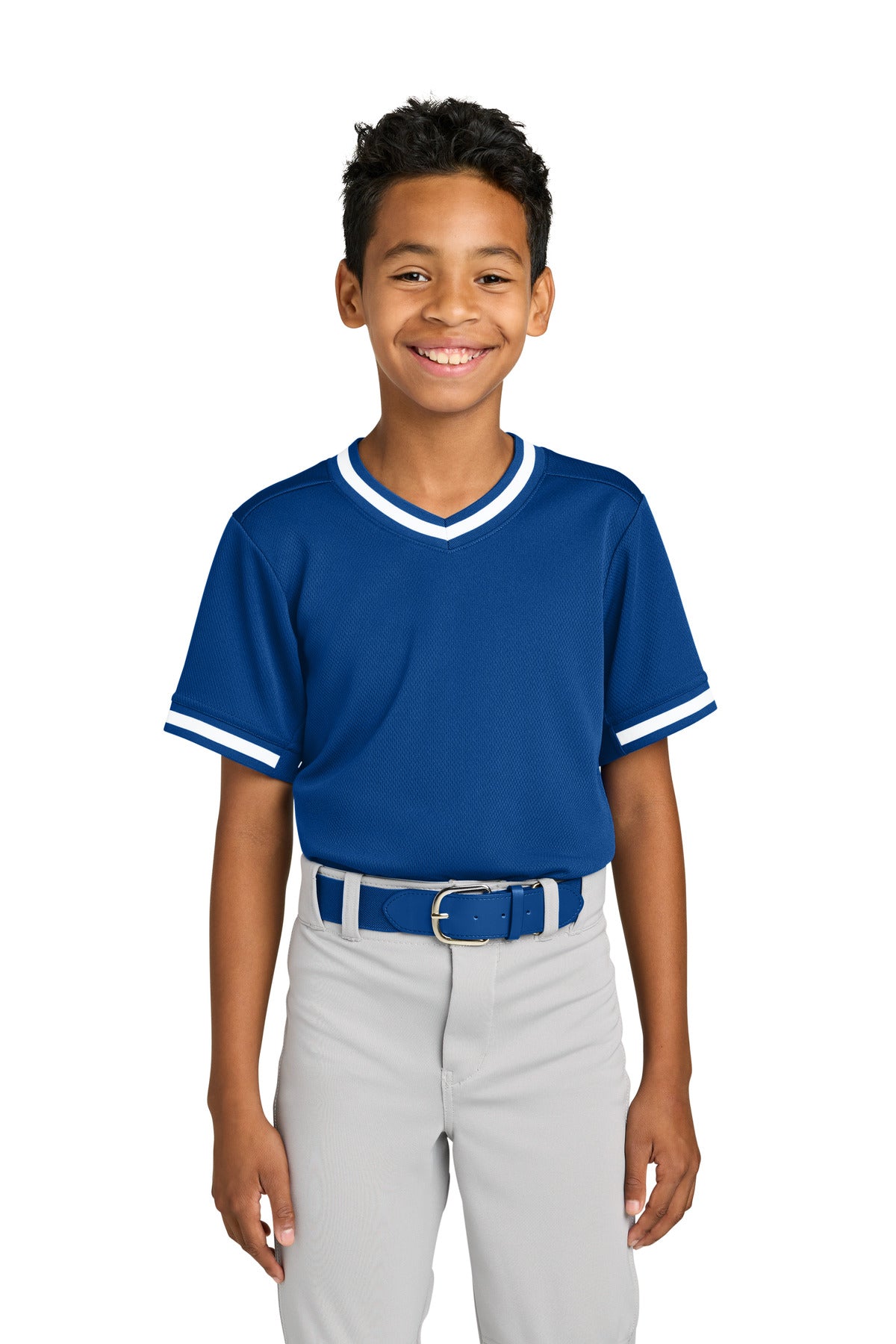 Sport-Tek Youth Tough Mesh V-Neck Baseball Jersey YST221 - EMBROIDERED
